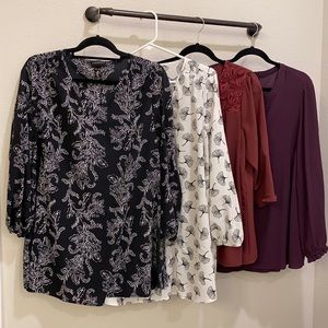 Lane Bryant 4 for $20 V Neck Blouses.